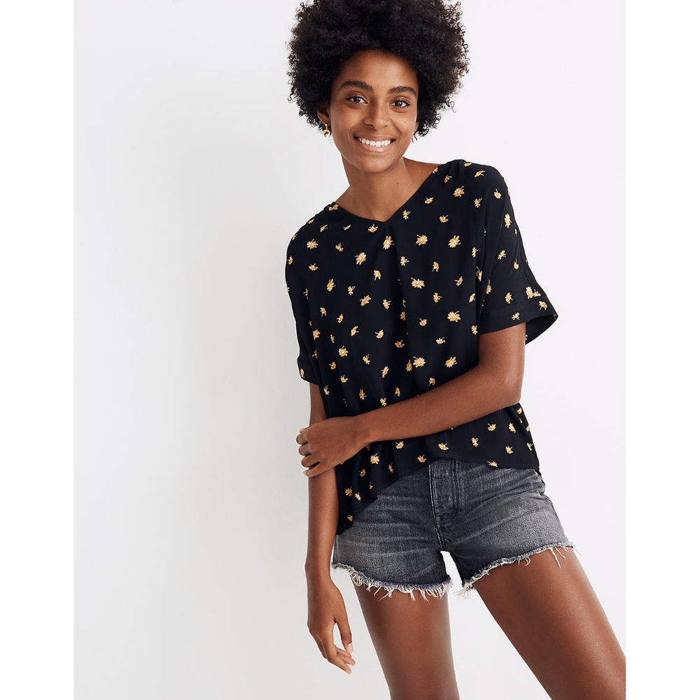NWOT Madewell🔥Drapey V Neck Top in French D